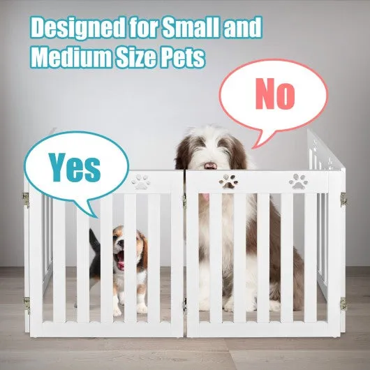 24" Folding Wooden Freestanding Pet Gate Dog Gate with 360° Hinge -White