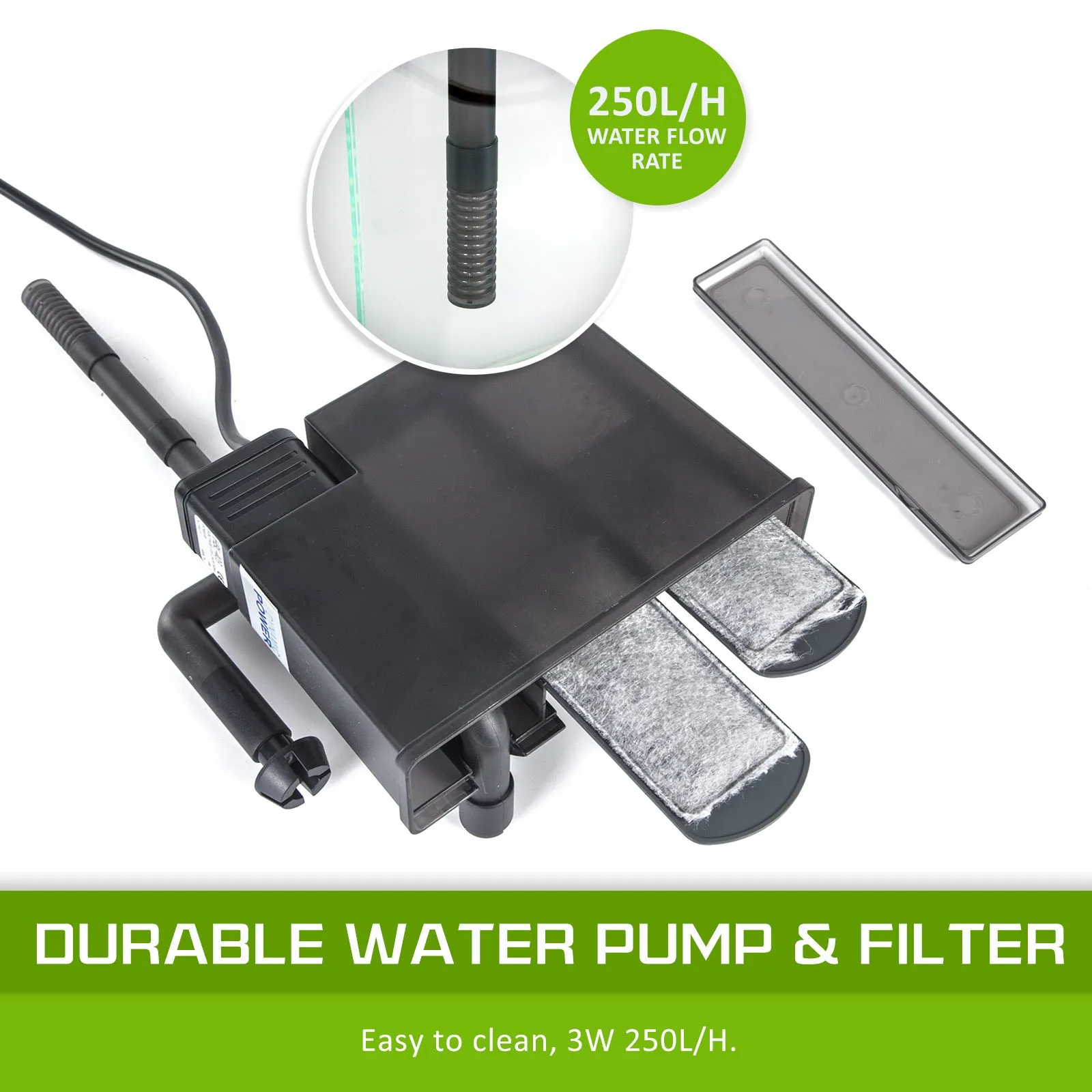 39L Starfire Glass Aquarium Set w/LED & Filter - Dynamic Power
