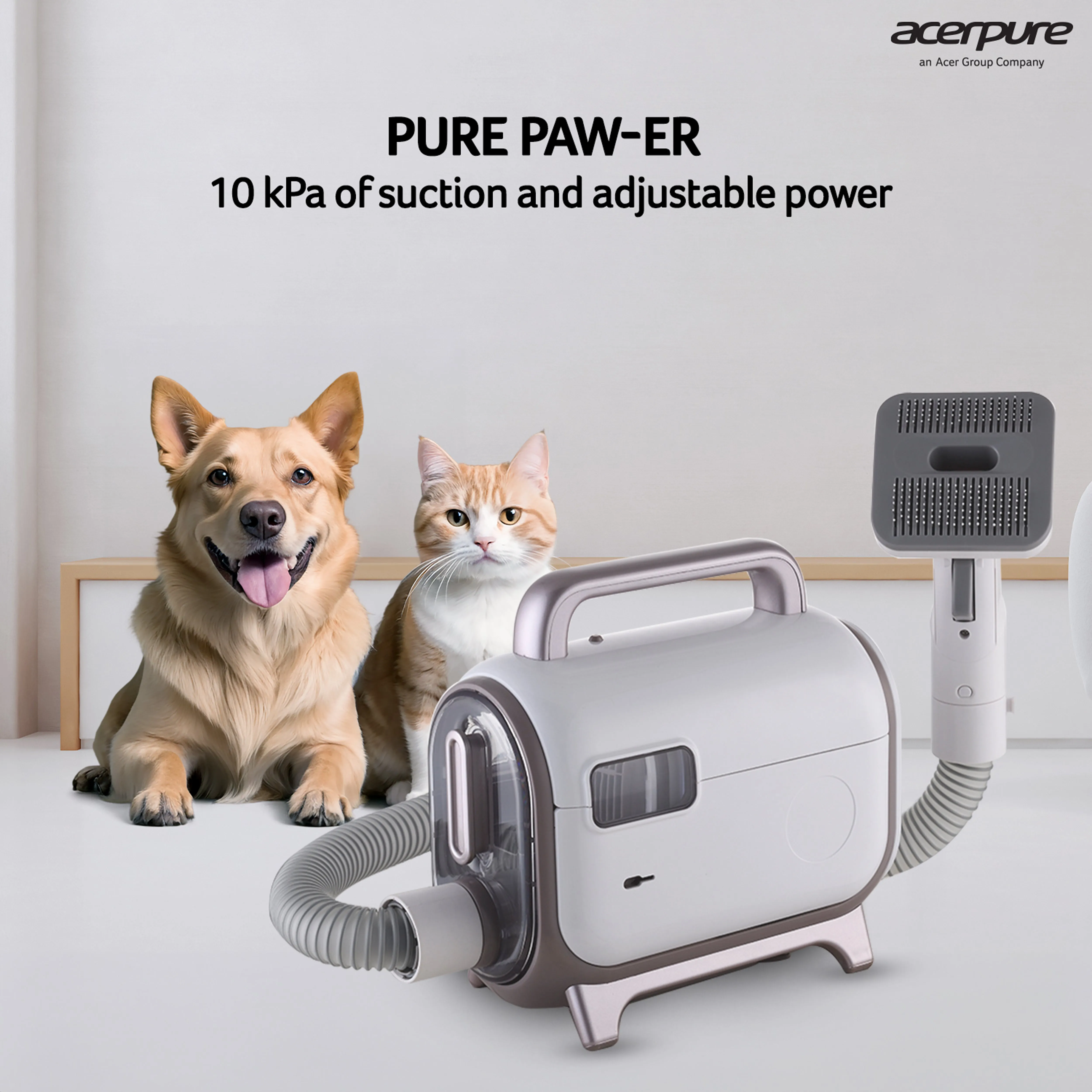Acerpure Pet grooming Kit Vacuum Kit with 5 Accessories for Dogs & Cats | Adjustable Suction | All-weather Heater Mode | Multi-stage Filtration | Easy Dust Disposal