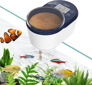 Automatic Fish Feeder for Aquarium, Rechargeable Timer Fish Food Dispenser for Betta Fish Turtle Feeder, Moisture-Proof Fish Food Vacation Feeder with LCD Display