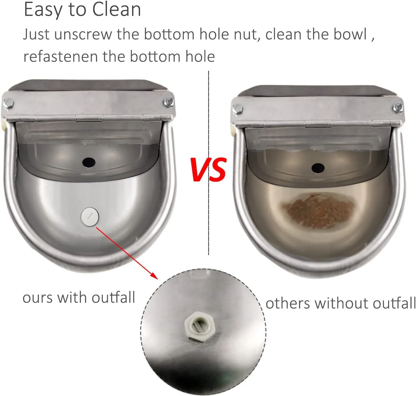 Automatic Water Dispenser for Dog Water Bowl Dispenser Large Size Stainless-Steel Waterer Feeder Self Filling Water Trough for Poultry and Livestock (Stainless Steel, Large)