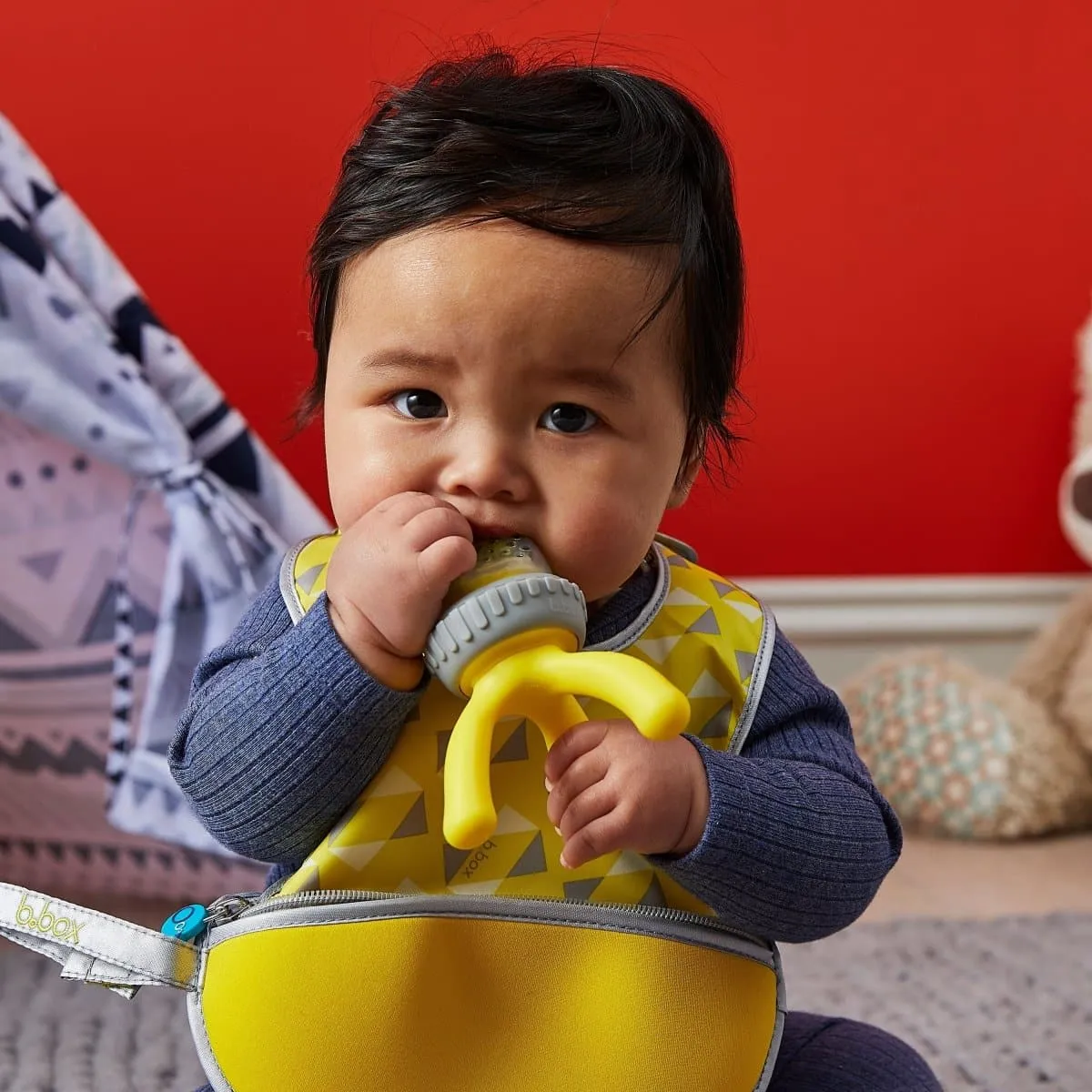 B.Box Silicone Fresh Food Feeder - Lemon Sherbet Yellow Grey