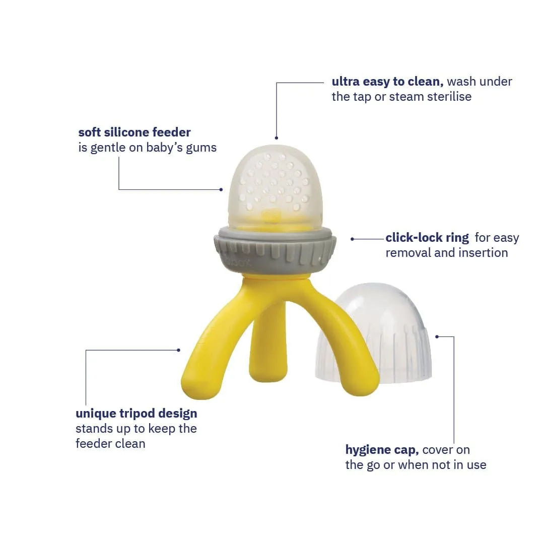 B.Box Silicone Fresh Food Feeder - Lemon Sherbet Yellow Grey