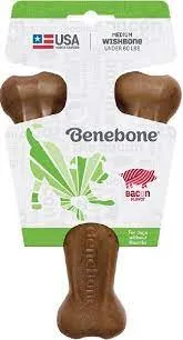 Benebone Bacon Wishbone Durable Dog Chew Toy