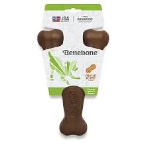 Benebone Peanut Butter Wishbone Durable Dog Chew Toy