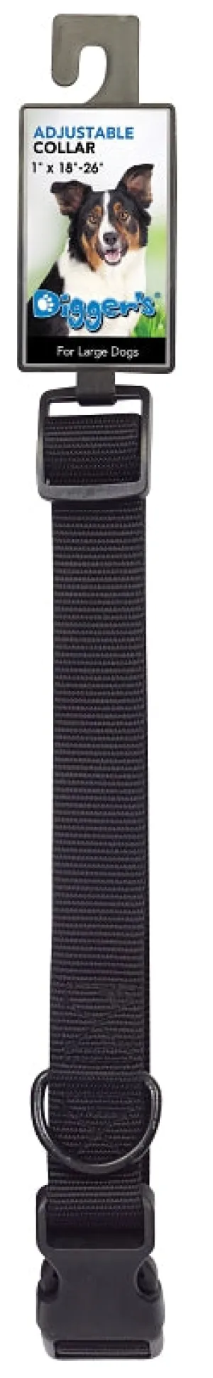 Boss Pet PDQ 2958003 Adjustable Dog Collar, 18 to 26 in L Collar, 1 in W Collar, Nylon, Black :EA: QUANTITY: 1