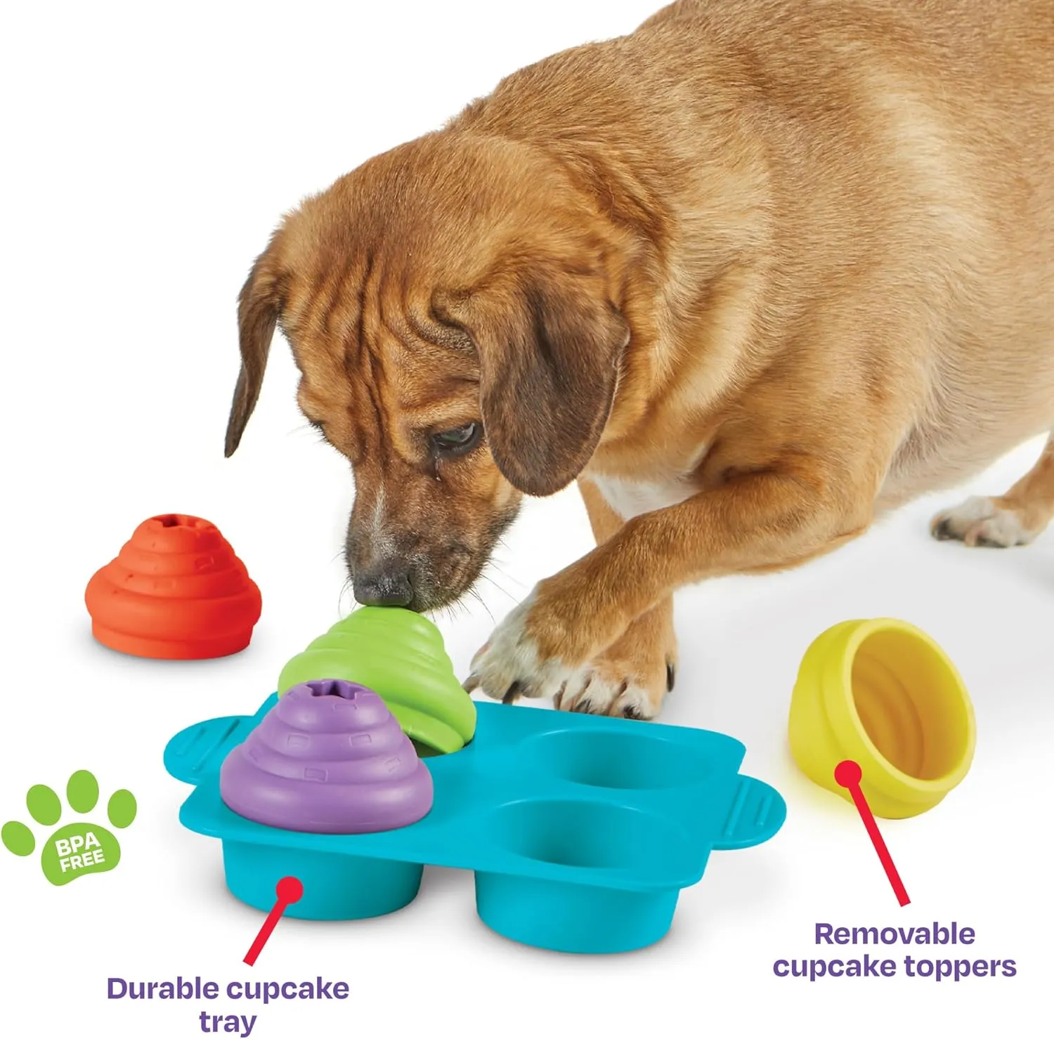 Brightkins Cupcake Party Treat Puzzle for Dogs - Fun and Interactive Dog Toys, Dog Birthday Toy for All Breeds Small