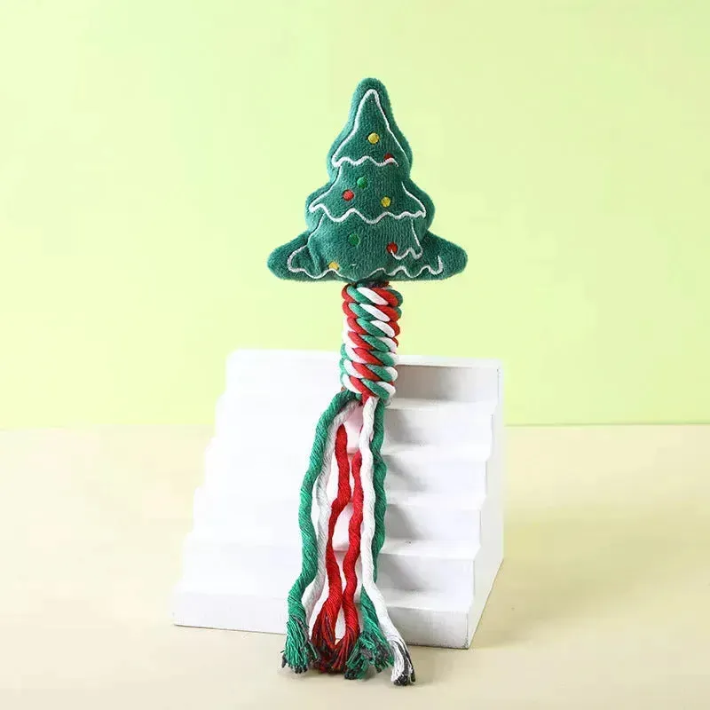 Christmas Pet Plush Toys – Durable Cotton Rope Chew Toys
