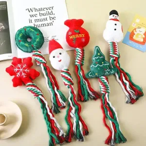 Christmas Pet Plush Toys – Durable Cotton Rope Chew Toys