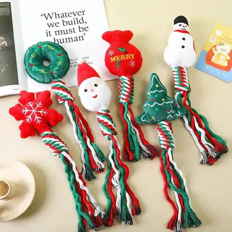 Christmas Pet Plush Toys – Durable Cotton Rope Chew Toys