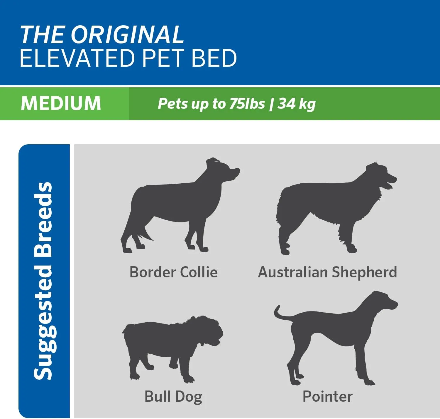 COOLAROO The Original Cooling Elevated Dog Bed, Indoor and Outdoor, Medium, Grey