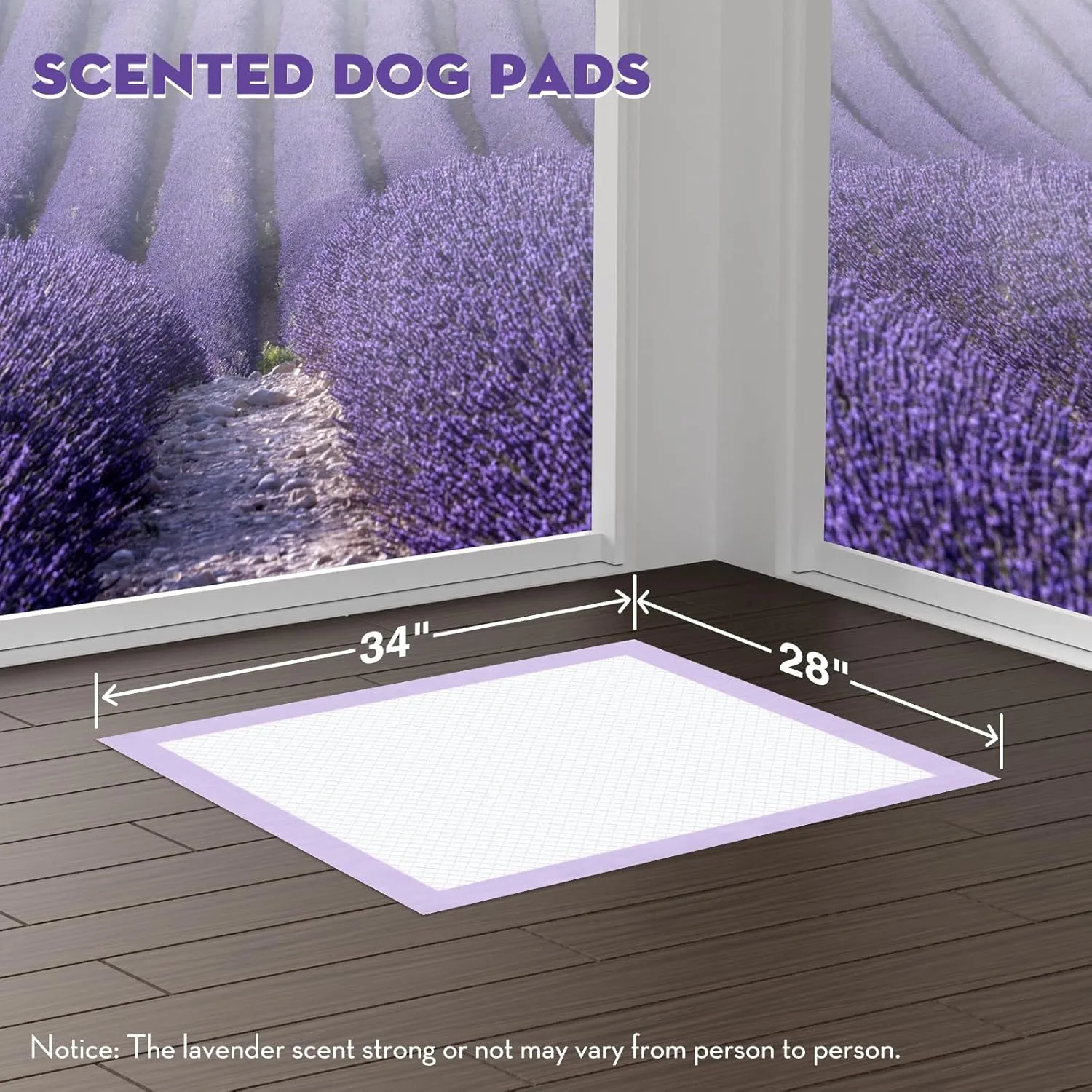 CROCI Dog Pads Lavender Scented 28x34in Large Pee Pads for Dogs with Odor Eliminating Puppy Pads Thicken Super Absorbent Up to 8 Cups Pee Pads, Disposable (40 Counts)