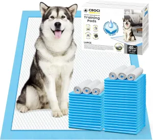 CROCI Pee Pads for Dogs 28x34in Absorbs Up to 6-Cup of Liquid, 6-Layer Dog Pee Pads Leak-Proof & Quick Drying, Disposable (40 Counts)