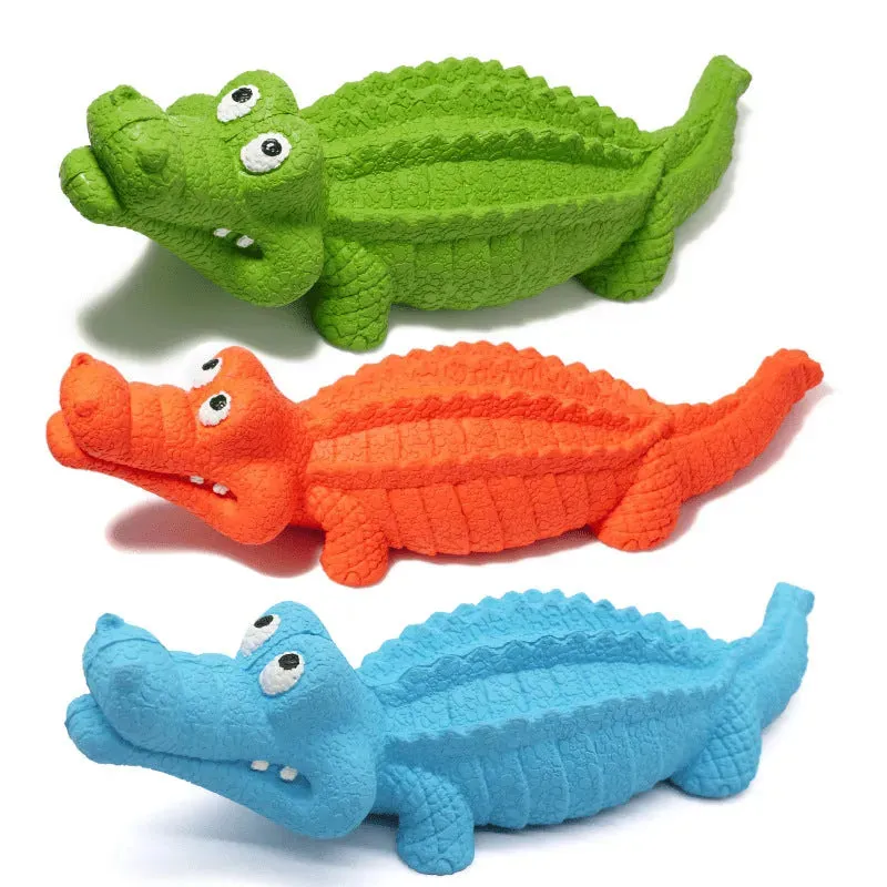 Crocodile Dog Chew Toy – Natural Rubber Pet Molar Toy with Sound