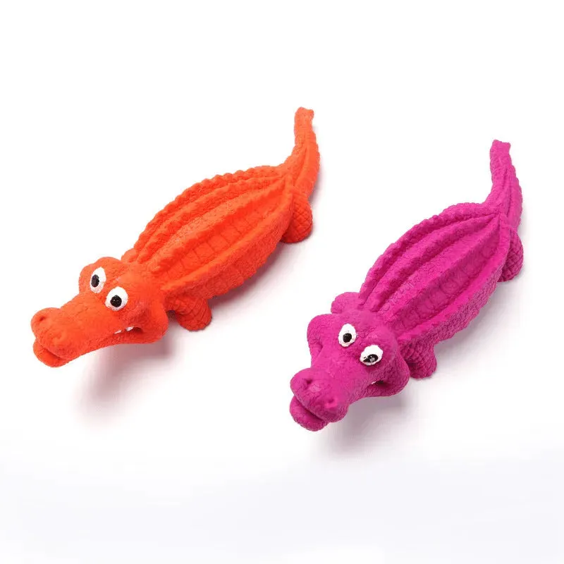 Crocodile Dog Chew Toy – Natural Rubber Pet Molar Toy with Sound