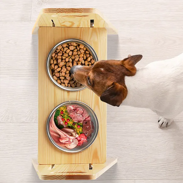 DreamyPaws™ Elevated Dog Bowl Pine Stand