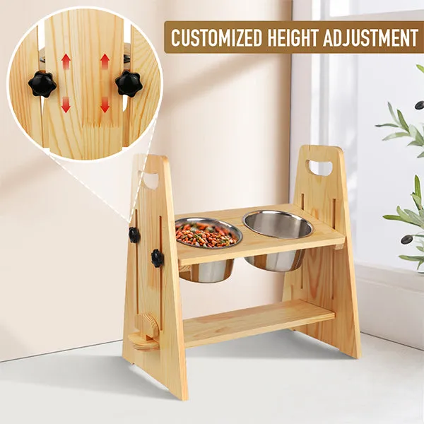 DreamyPaws™ Elevated Dog Bowl Pine Stand