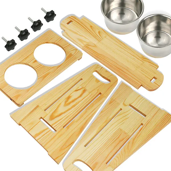 DreamyPaws™ Elevated Dog Bowl Pine Stand