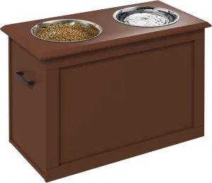 Elevated Dog Feeder with Storage, Raised Pet Food Station for Large Dogs, Wooden Feeder with Stainless Steel Bowls