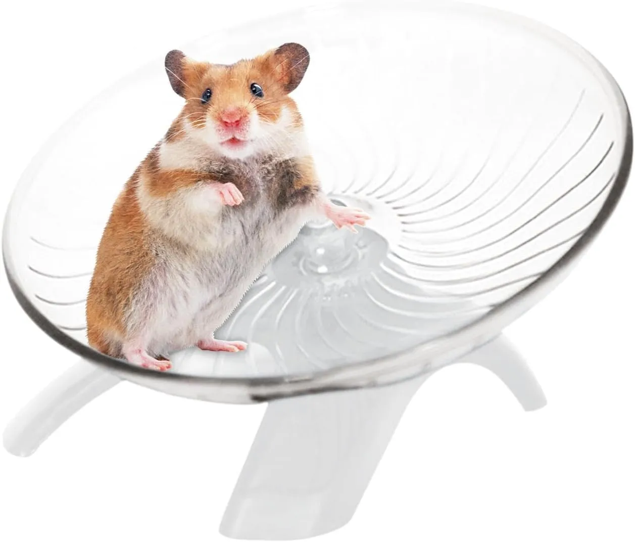 Hamster Wheel, Silent Hamster Exercise Wheel, Saucer Spinner, Running Spinner, Exercise Flying Runner, Hamster Flying Saucer for Hamster, Hermit Crab, Mice, Gerbil (White, 5 Inch)