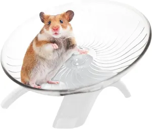 Hamster Wheel, Silent Hamster Exercise Wheel, Saucer Spinner, Running Spinner, Exercise Flying Runner, Hamster Flying Saucer for Hamster, Hermit Crab, Mice, Gerbil (White, 5 Inch)