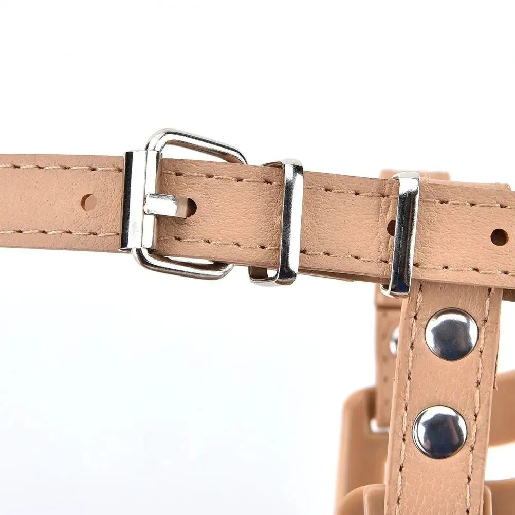 Jacky Treats Adjustable Strap Muzzle Cum Mouth Cover and Basket Cage and Pet Safety Collar for Dog, Puppy, Cat (Beige, Large) 7 no.