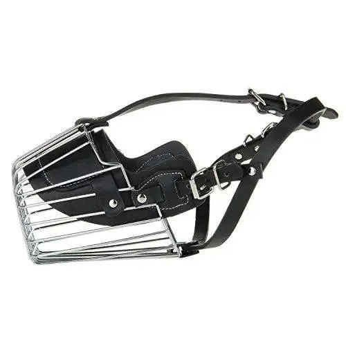 Jacky Treats High Quality Steel & PU Dog Muzzle Basket Design Anti-Biting Adjusting Straps Mask for Large Dogs