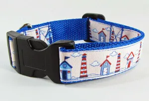 Lighthouse dog collar handmade adjustable buckle collar 1" wide or leash Petcollarshandmade