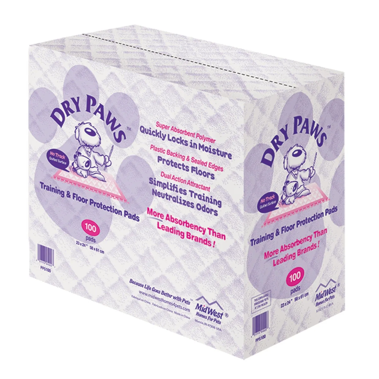 Midwest Dry Paws Dog Training Pads 100 pack White 23″ x 24″
