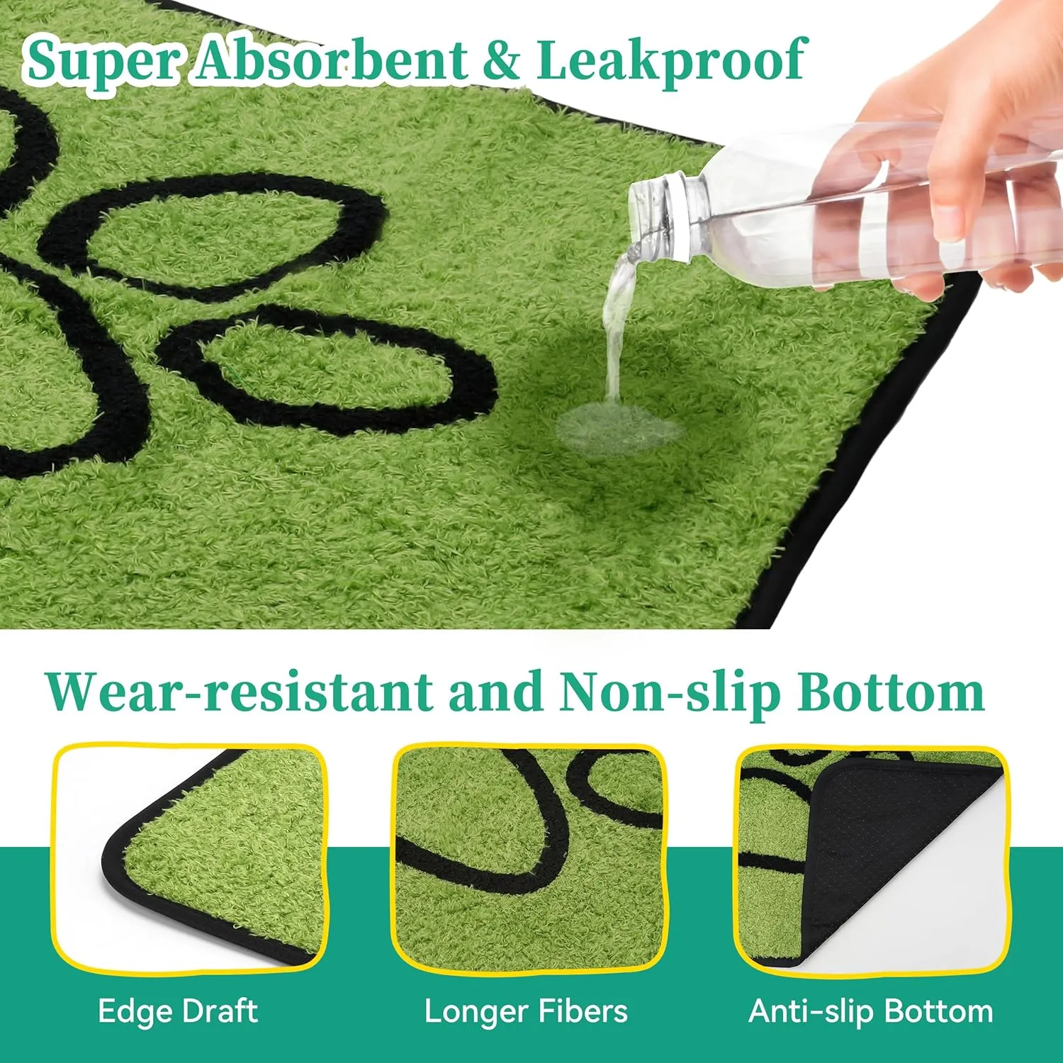 PatiencET Washable Pee Pads for Dogs, 24"x 36" Super Absorbent Reusable Puppy Pads for Pet Training, Housebreaking and Incontinence, 2 Pack Puppy Potty Pads with Leakproof Non-Slip Bottom