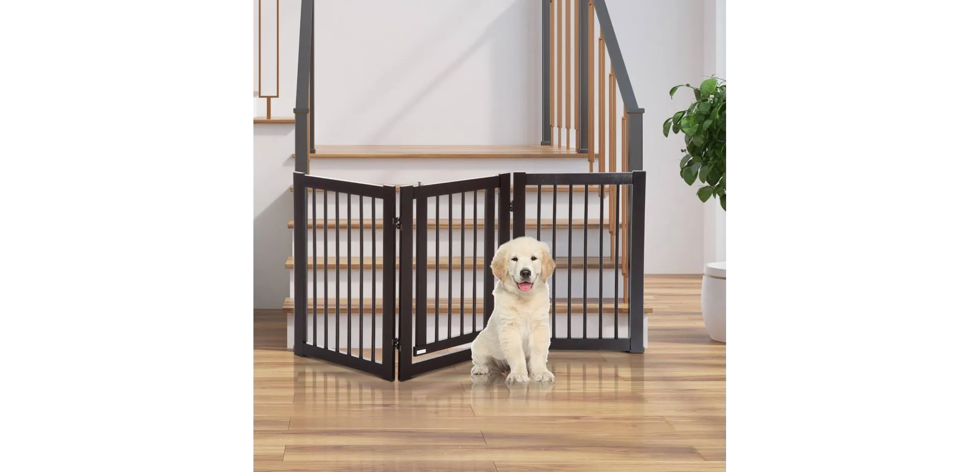PawHut Expandable Foldable Pet Gate D06-047 760 x 1550 x 15 mm Brown