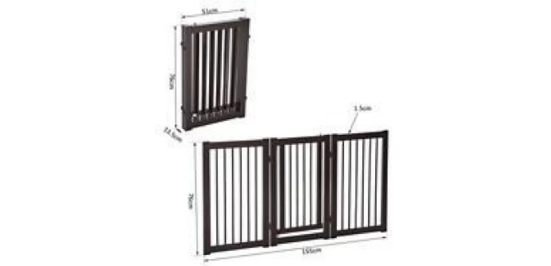 PawHut Expandable Foldable Pet Gate D06-047 760 x 1550 x 15 mm Brown
