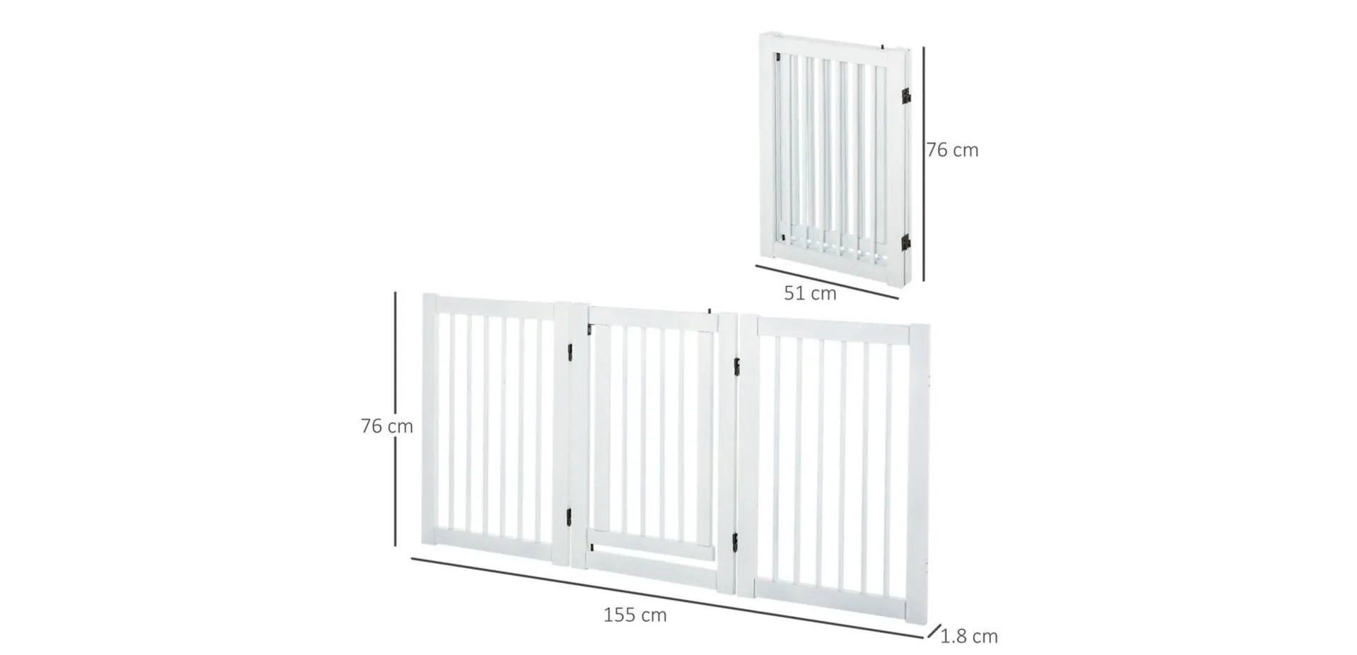 PawHut Expandable/Foldable Pet Gate D06-047WT 760 x 1550 x 18 mm White