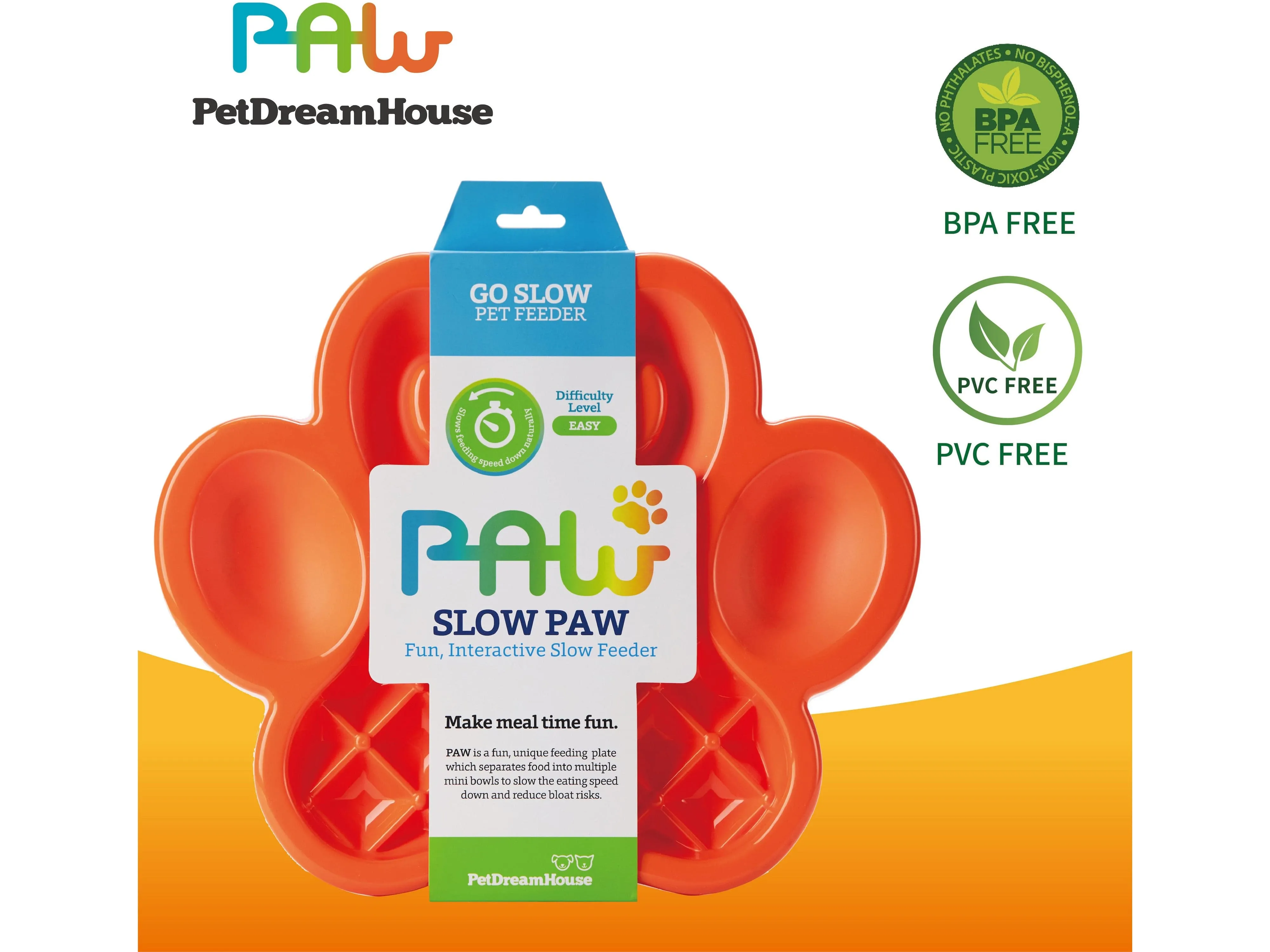 PetDreamHouse PAW Slow Feeder Orange