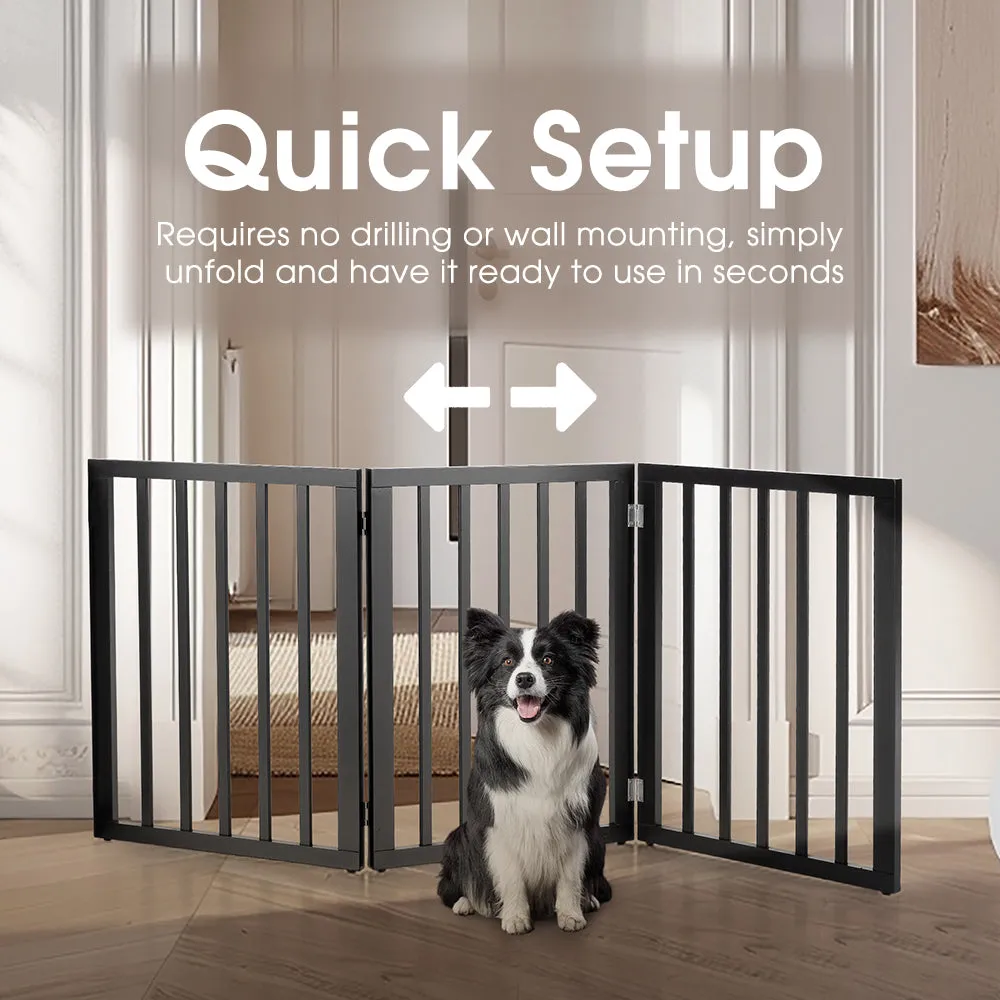 Petzly Pet Gate Dog Fence Safety Barrier Security Door 3 Panel 61cm Black
