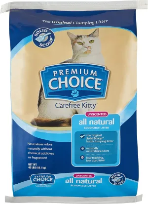 Premium Choice All Natural Unscented Clumping, Cat Litter, 25-lb Bag