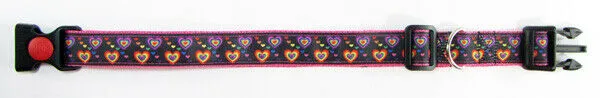 Rainbow Hearts dog collar handmade adjustable buckle collar 1" wide leash Petcollarshandmade