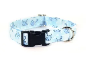 Rainy Day Umbrellas in Blue Adjustable Dog Collar