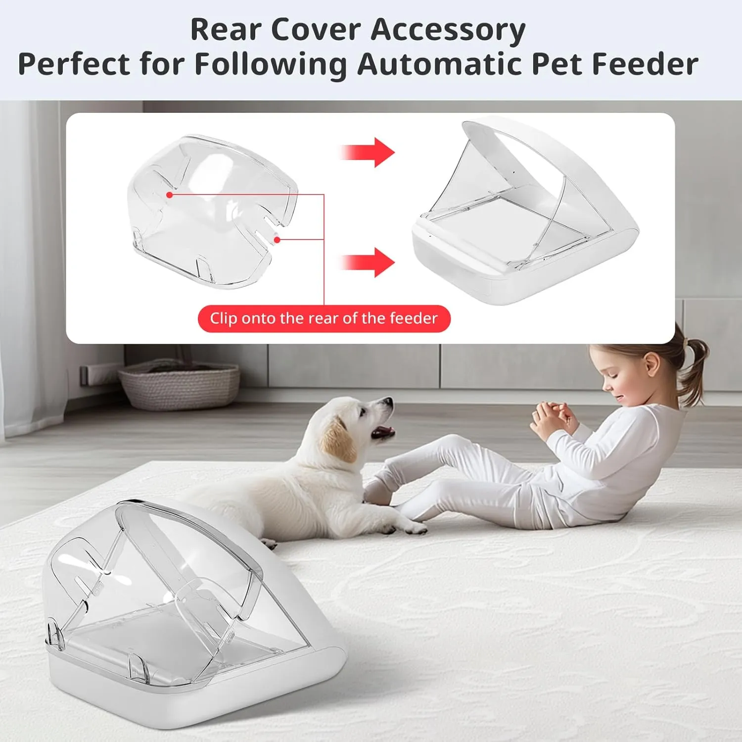 Rear Cover for Automatic Microchip Cat Pet Feeder - Prevents Persistent Pet from Getting Food from The Back of The Feeder (3 Pack)