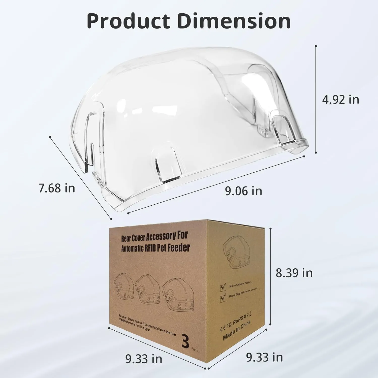 Rear Cover for Automatic Microchip Cat Pet Feeder - Prevents Persistent Pet from Getting Food from The Back of The Feeder (3 Pack)