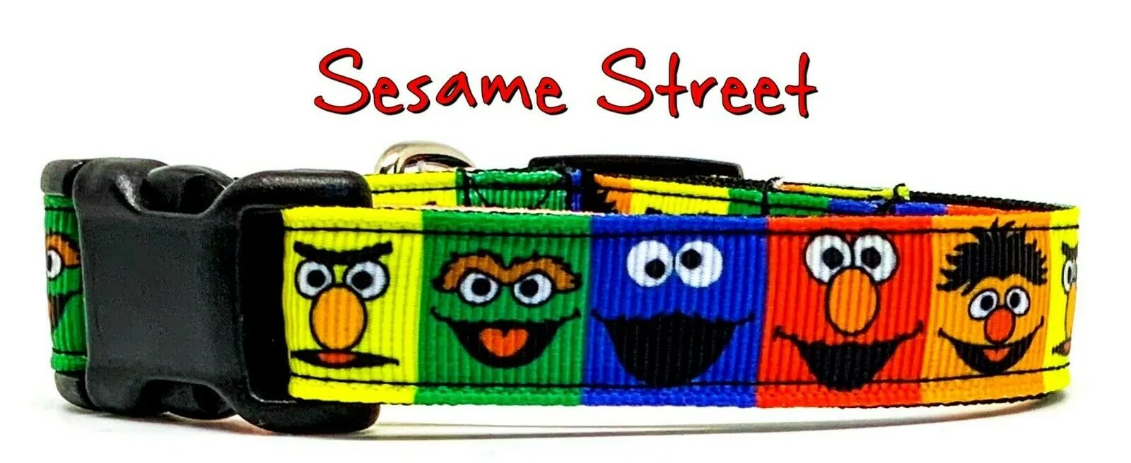 Sesame Street Dog collar handmade adjustable buckle 5/8" wide or leash Petcollarshandmade