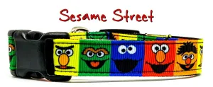 Sesame Street Dog collar handmade adjustable buckle 5/8" wide or leash Petcollarshandmade