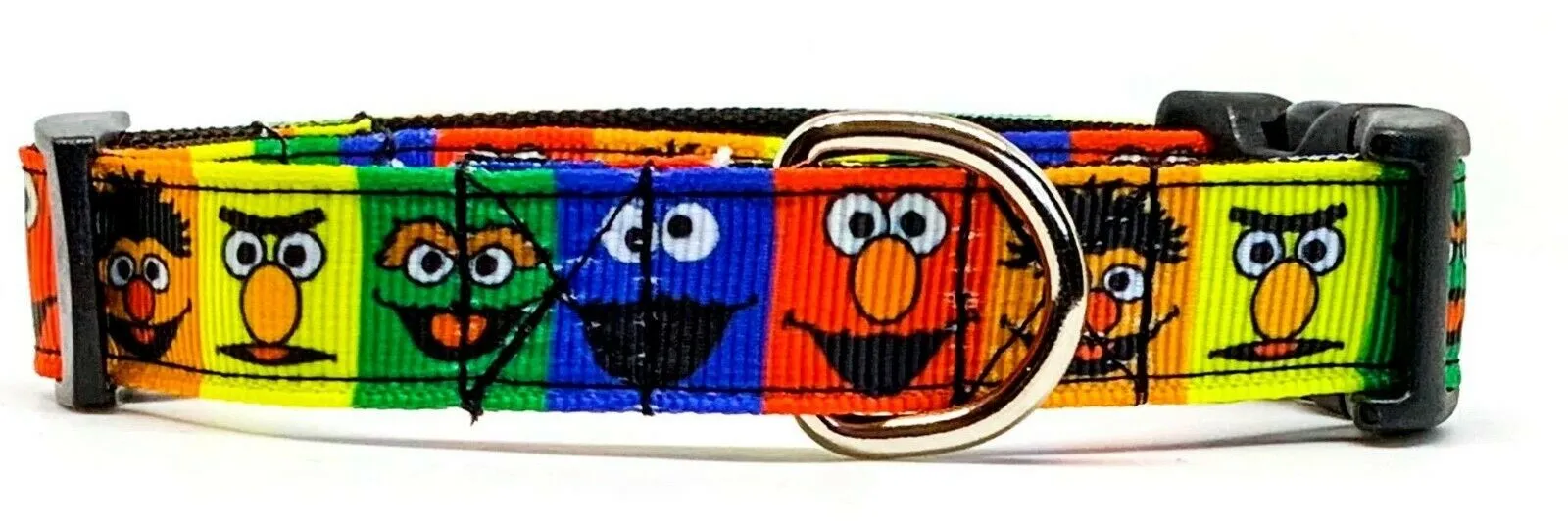 Sesame Street Dog collar handmade adjustable buckle 5/8" wide or leash Petcollarshandmade