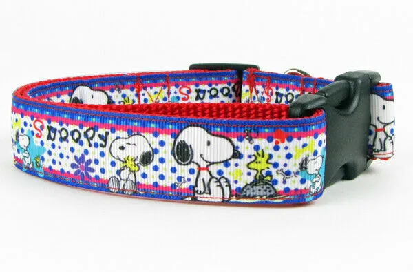 Snoopy dog collar adjustable buckle collar 1" wide or leash Petcollarshandmade