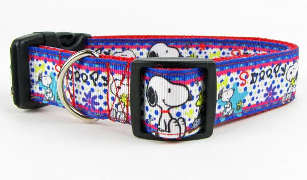 Snoopy dog collar adjustable buckle collar 1" wide or leash Petcollarshandmade