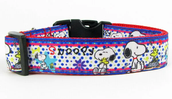 Snoopy dog collar adjustable buckle collar 1" wide or leash Petcollarshandmade