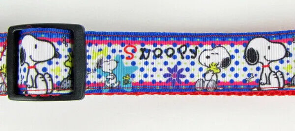 Snoopy dog collar adjustable buckle collar 1" wide or leash Petcollarshandmade