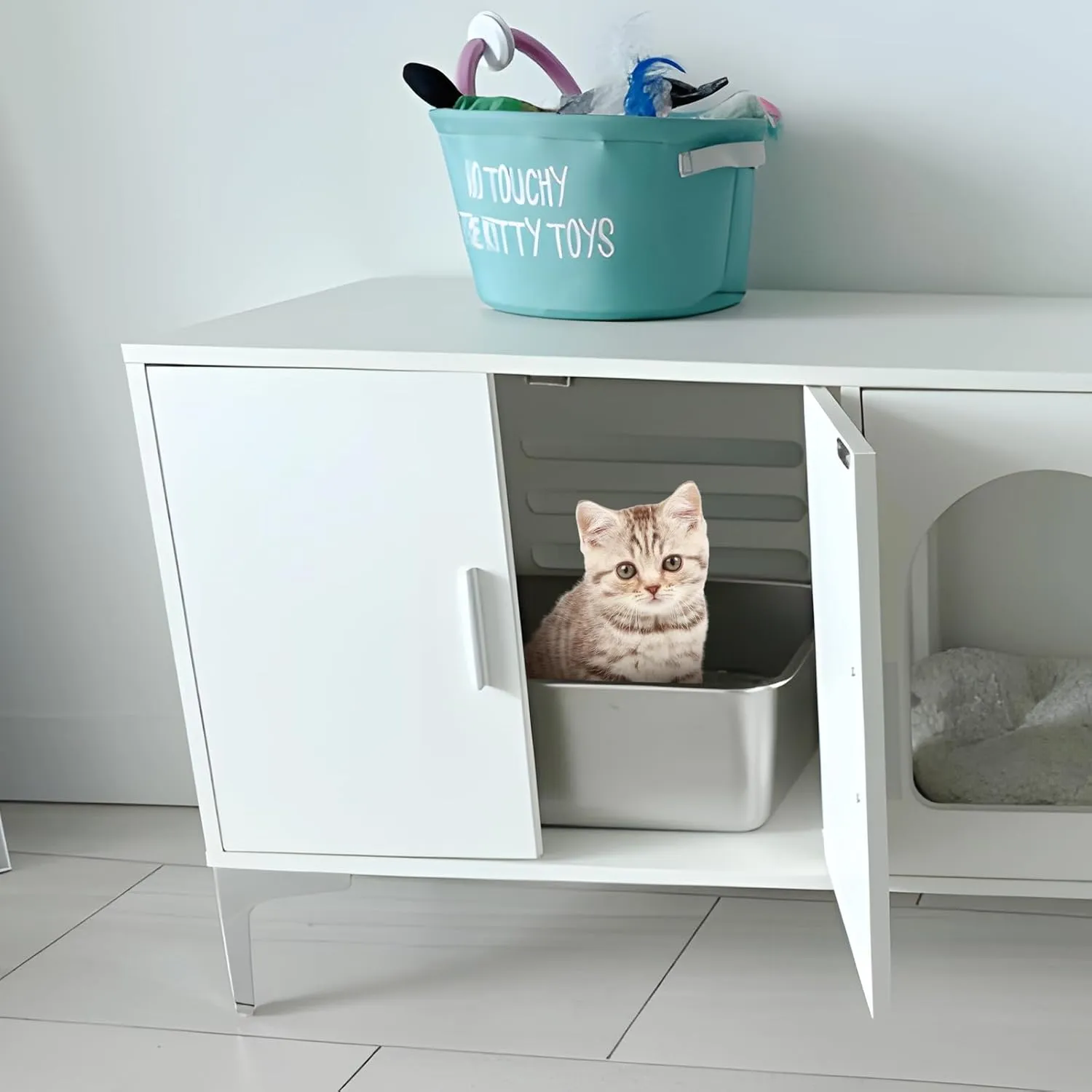 Stainless Steel Litter Box, 18"x14"x6"(Height) Medium Metal Cat Litter Box Easy Clean, Non Stick Litterbox No Smell for Cats or Kitty, Rabbits