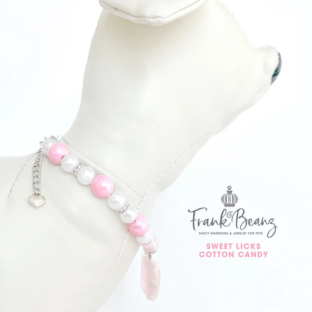 Sweet Licks Cotton Candy Personalized Pearl Dog Necklace Luxury Pet Jewelry